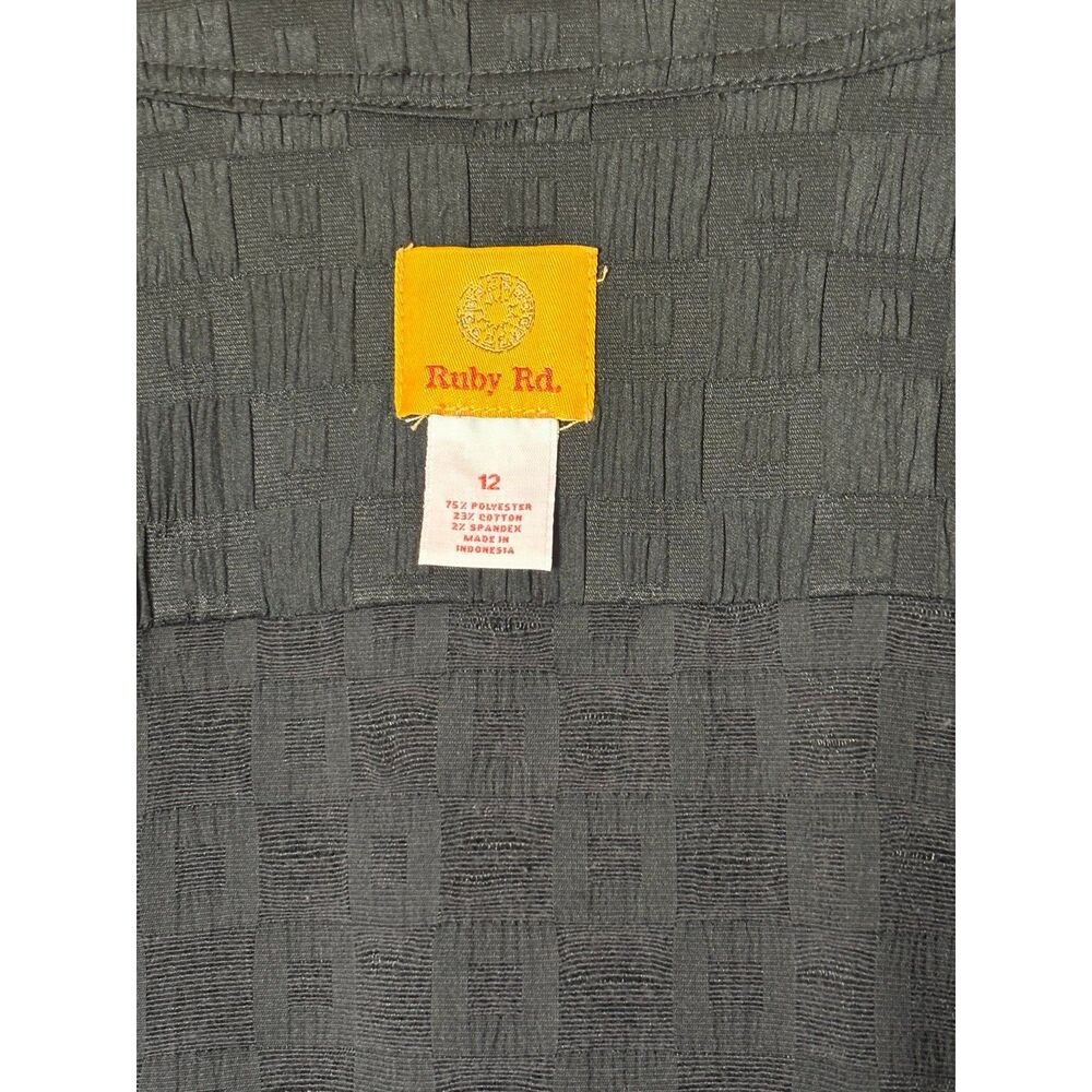 Vintage Black Textured Jacquard Round Neck Cropped Blazer Jacket sz 12 Ruby Rd - Picture 13 of 14
